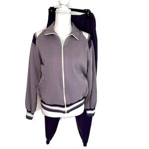 Winning Ways Tracksuit Large L Womens Vintage Triple Knit Zip Front Purple